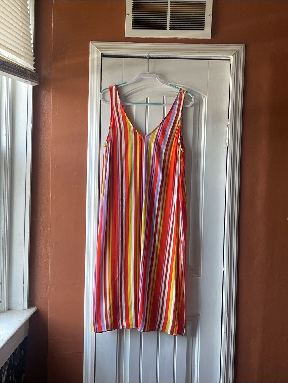 Forever 21 Sleeveless Multicolor Striped V-Neck Dress Size XL
